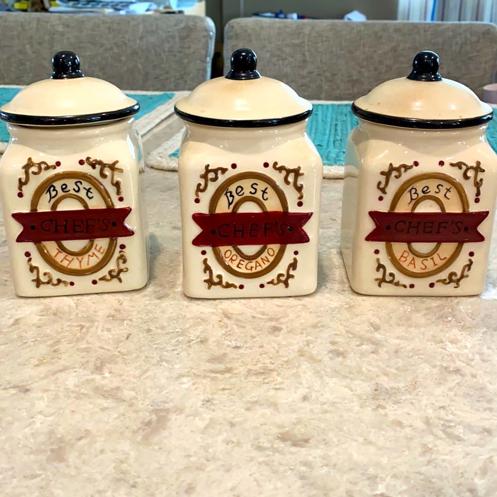 Decorative spice jars. Set of 3